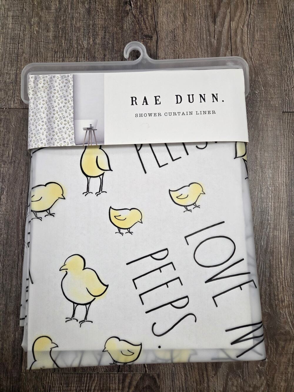 Rae Dunn EASTER PEEPS Shower Curtain Liner "LOVE MY PEEPS" Clear Liner 72x72 NEW